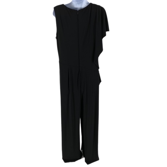 Lauren Ralph Lauren Black One Shoulder Long Flowy Wide Leg Jumpsuit - Picture 4 of 6